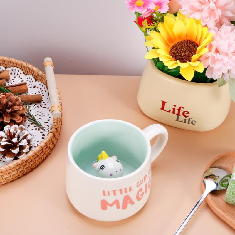 Handgefertigte Einhorn-Kaffeetasse für Mädchen – ideales Geschenk zu Weihnachten oder Geburtstag