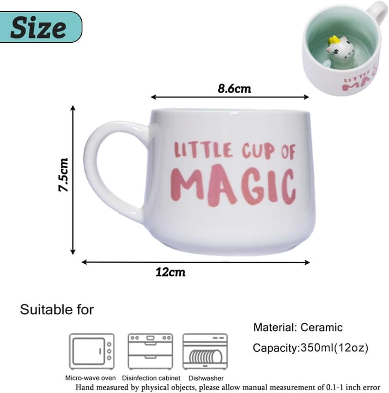 Handgefertigte Einhorn-Kaffeetasse für Mädchen – ideales Geschenk zu Weihnachten oder Geburtstag