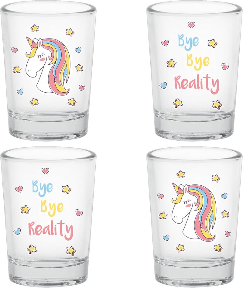 Einhorn Schnapsgläser Set mit Geschenkverpackung – 4x 5cl