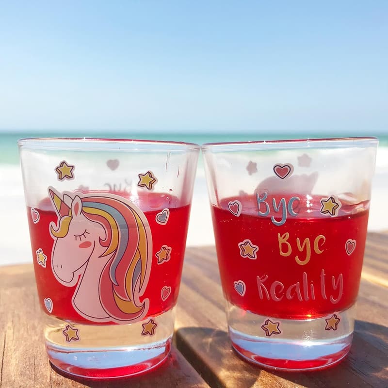 Einhorn Schnapsgläser Set mit Geschenkverpackung – 4x 5cl