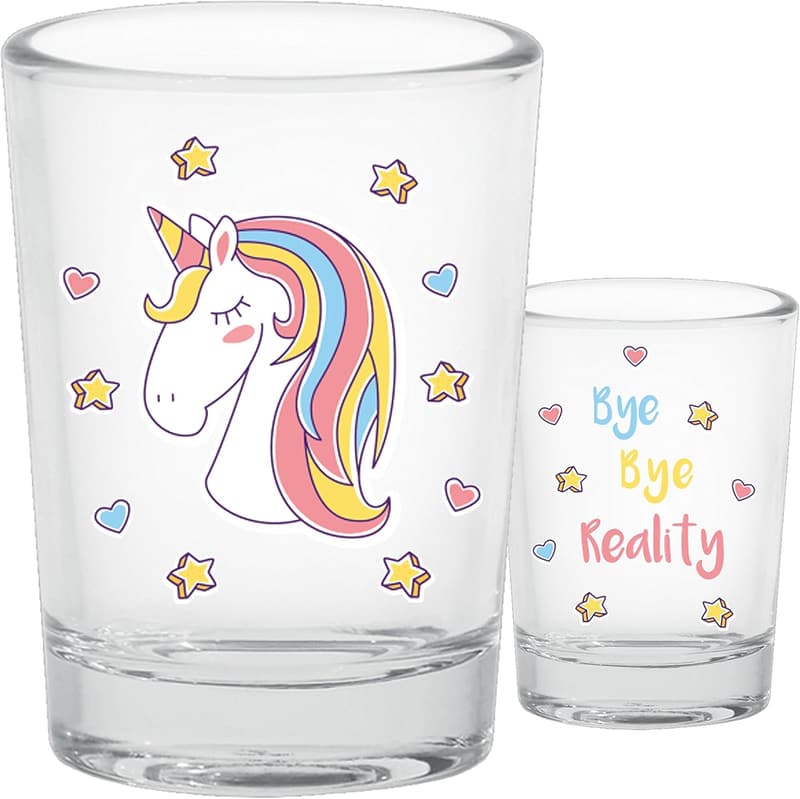 Einhorn Schnapsgläser Set mit Geschenkverpackung – 4x 5cl