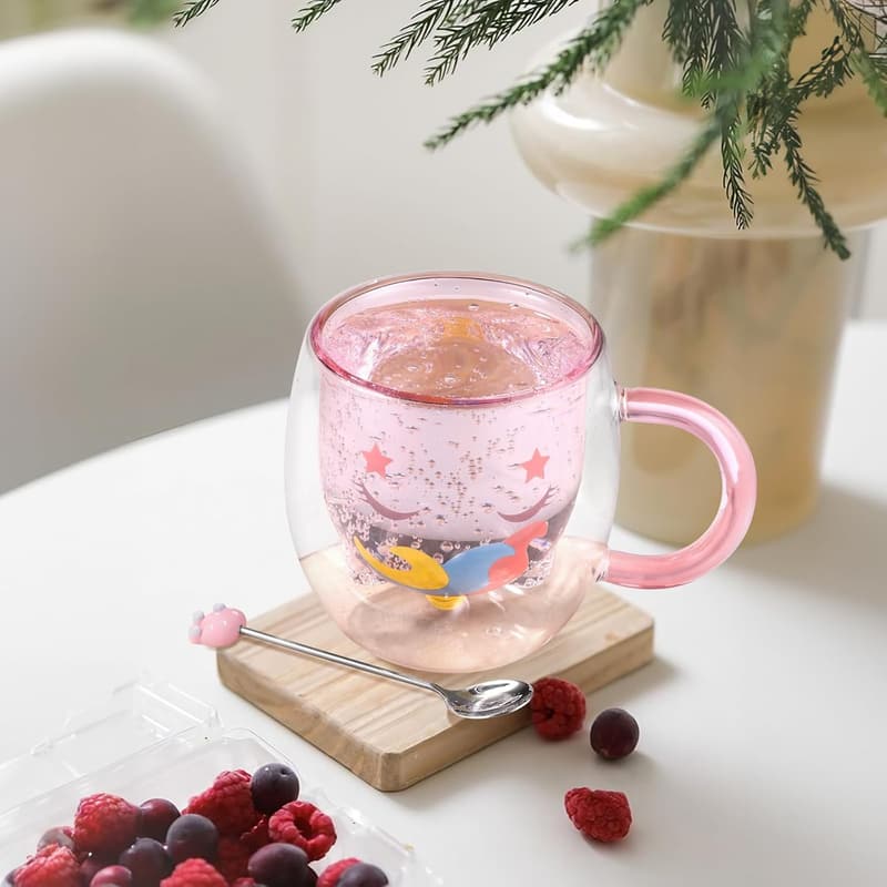 Doppelwandige Einhorn-Gläser für Latte Macchiato und Tee, 280 ml