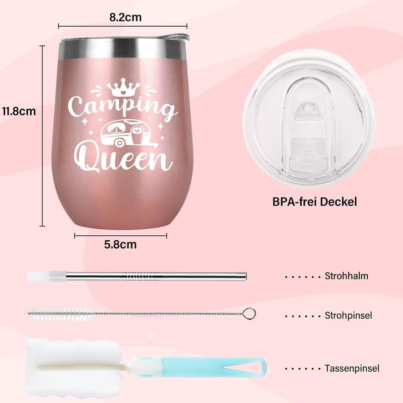 Camping Queen Edelstahl Thermobecher für Frauen - 12oz isoliert