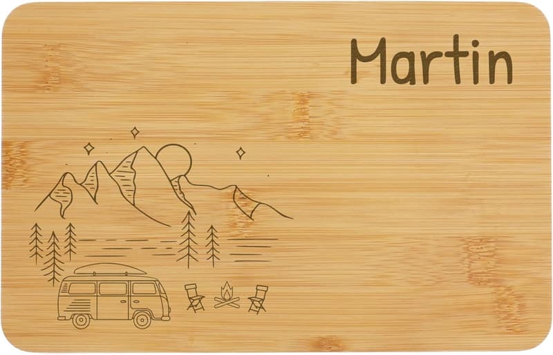 Personalisierte Camping Frühstücksbrettchen für Camper