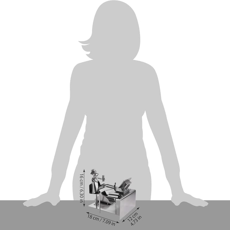 Handgefertigte Eisenfigur Schraubenmann mit Visitenkartenhalter für Büromitarbeiter
