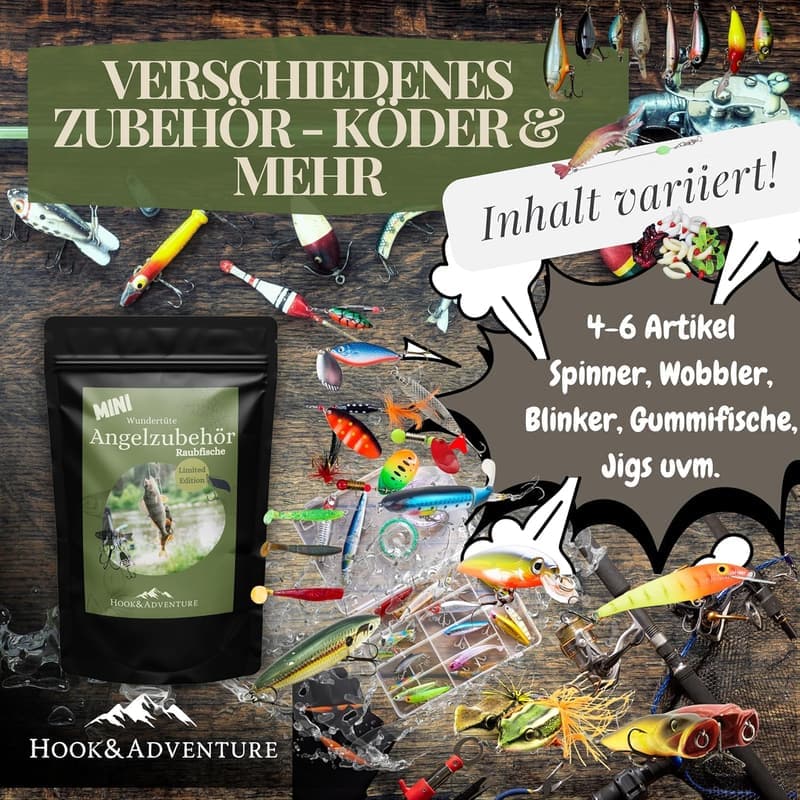 Wundertüte Mini Angelset mit Kleinteilen und Ködern für Angler