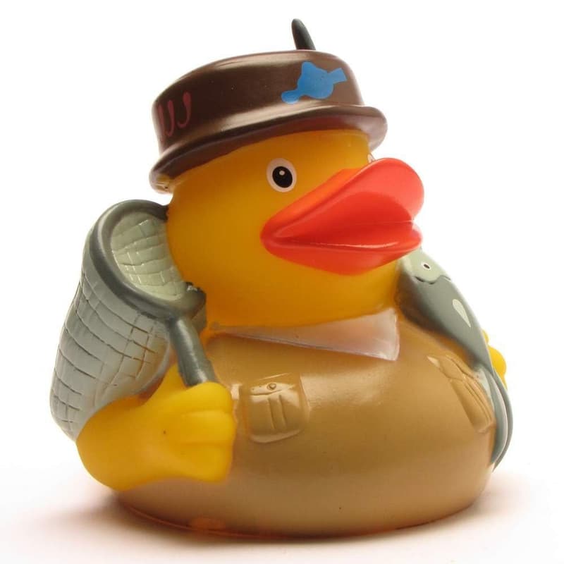 Badeente Angler mit Schlüsselanhänger - Geschenk für Männer