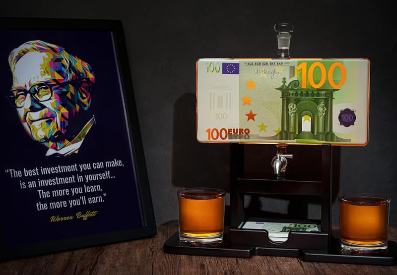 Euro 100 Bill Whiskey Dekanter-Set für Männer, ideale Geschenke für Zuhause