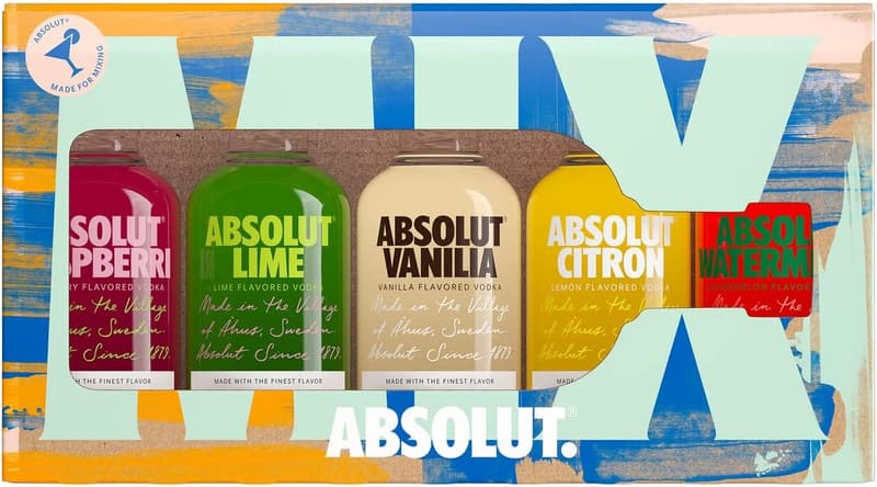 Absolut Vodka Mix-Set – 5 x 50 ml Sorten: Raspberri, Lime, Vanilia, Citron, Watermelon