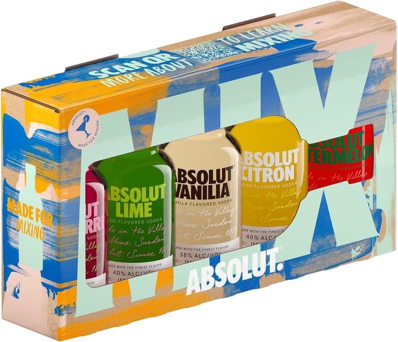 Absolut Vodka Mix-Set – 5 x 50 ml Sorten: Raspberri, Lime, Vanilia, Citron, Watermelon