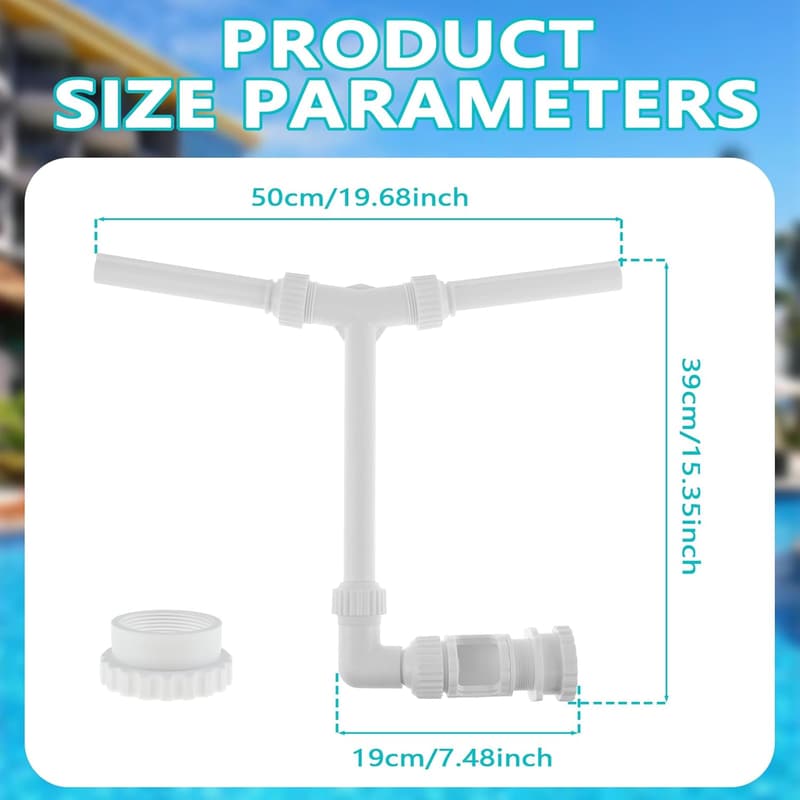 Einstellbarer Wasserfallbrunnen für Pool mit Adapter und Belüfter