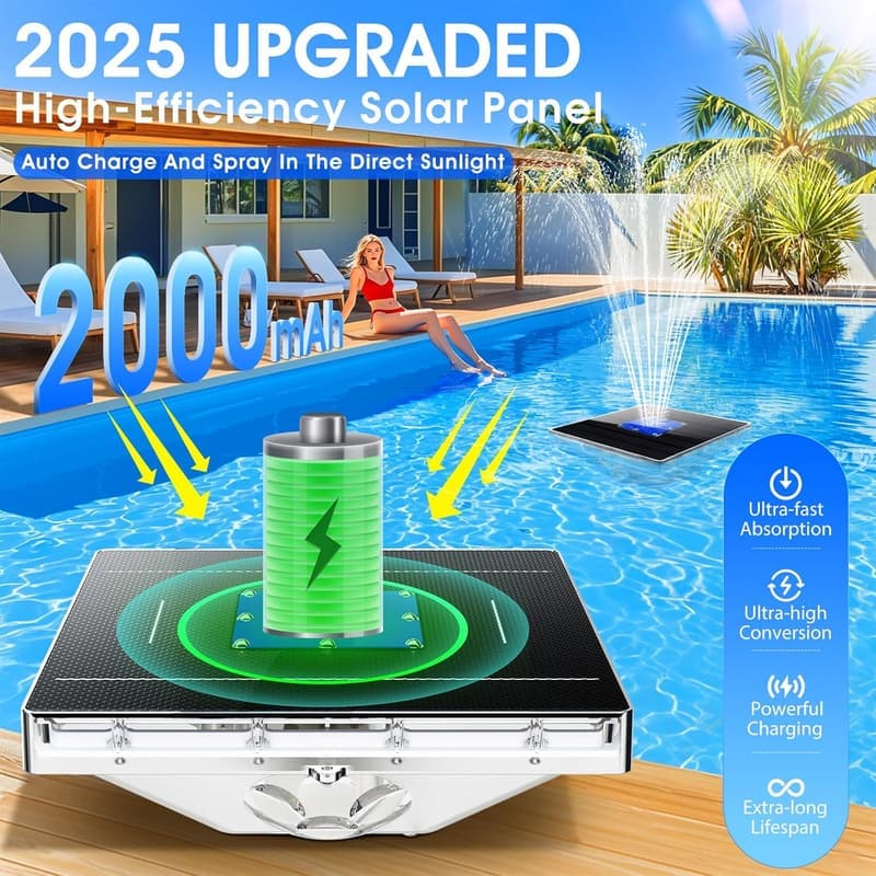 Solarbetriebenes Springbrunnen-Set mit LED-Lichtshow für Pool und Teich