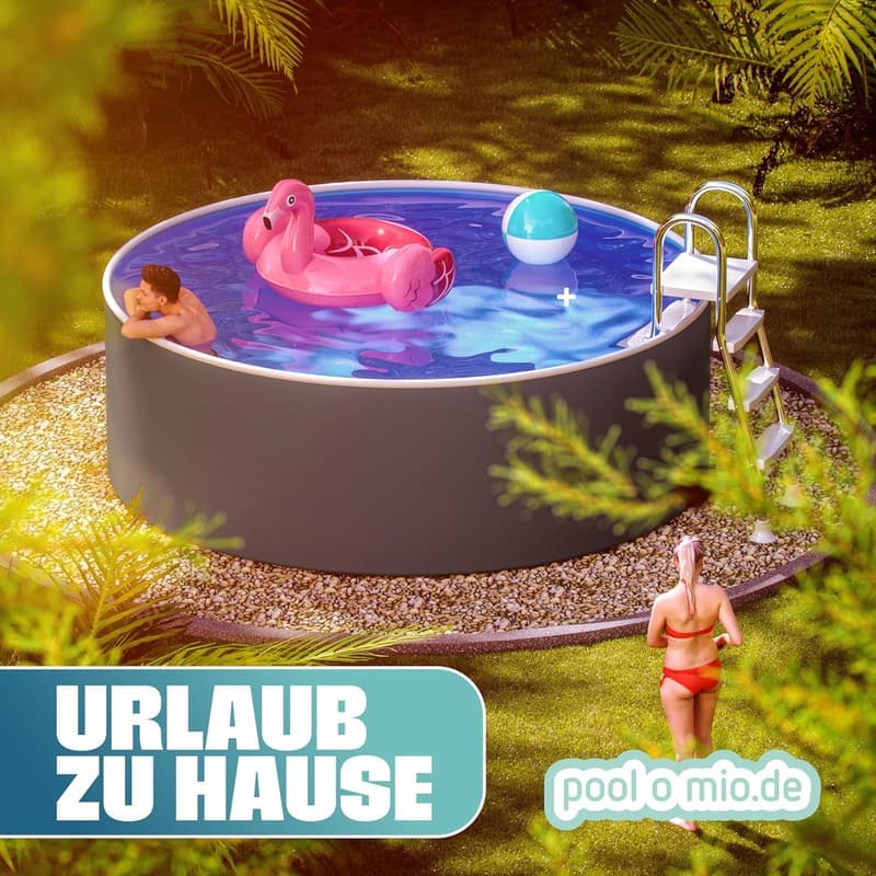 Rundpool 360 x 120 cm in Graphit | Robuster Gartenpool Komplettset