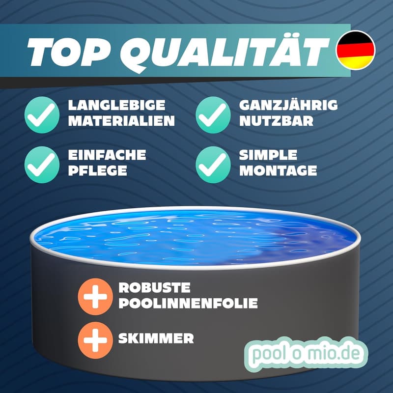 Rundpool 360 x 120 cm in Graphit | Robuster Gartenpool Komplettset