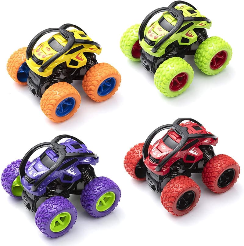 Reibungsbetriebene Monster Trucks Spielzeugautos 4er Set für Jungen und Mädchen