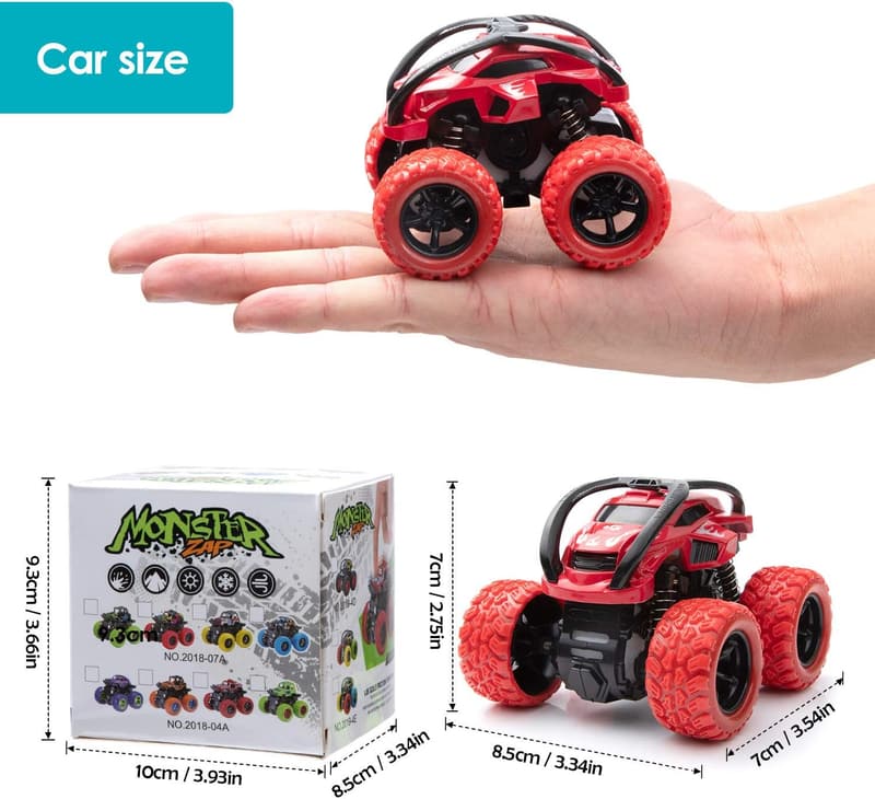 Reibungsbetriebene Monster Trucks Spielzeugautos 4er Set für Jungen und Mädchen