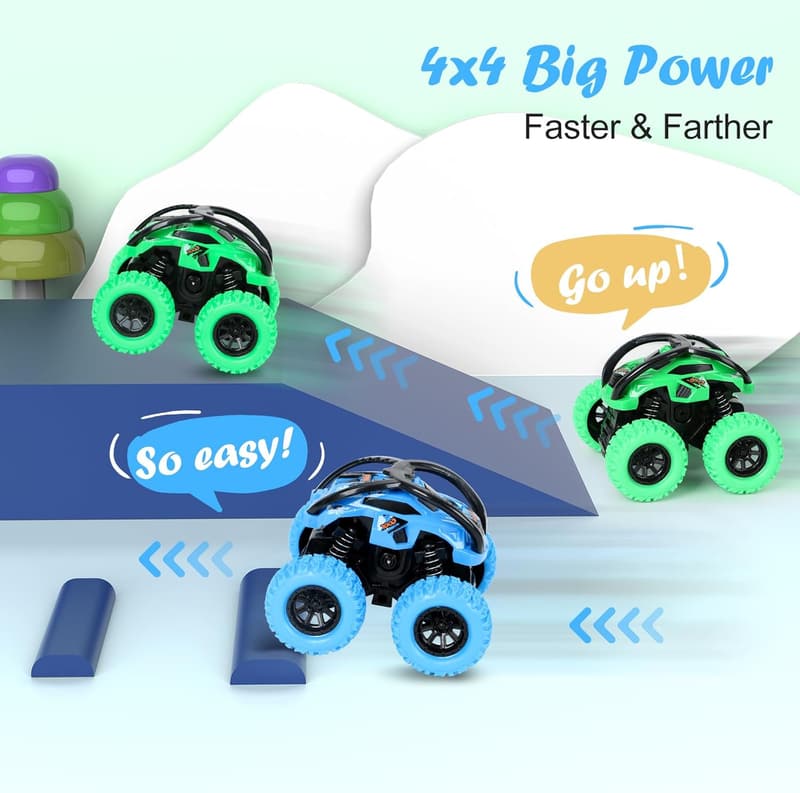2er Set Monstertruck Spielzeugauto für Kinder, 360° Drehung, ab 3 Jahren