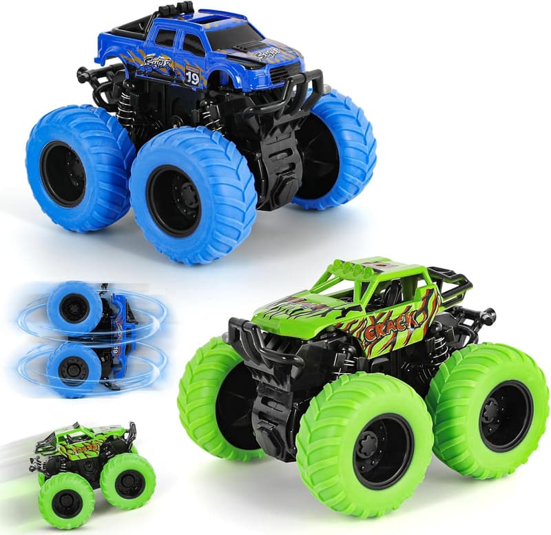 Monstertruck Spielzeug für Jungen ab 2 Jahren – 360° drehend, 2er Set