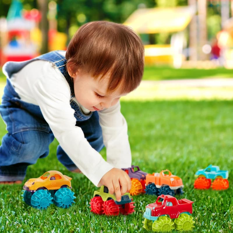 Battat Mini Monster Trucks – 6-teiliges Set mit Tragetasche für Kinder ab 2 Jahren