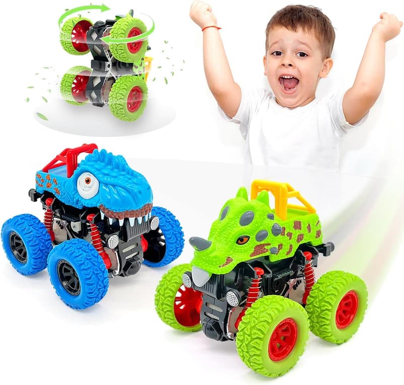 Monstertruck Dinosaurier Spielzeugauto für Jungen ab 3 Jahren, 2 Stück