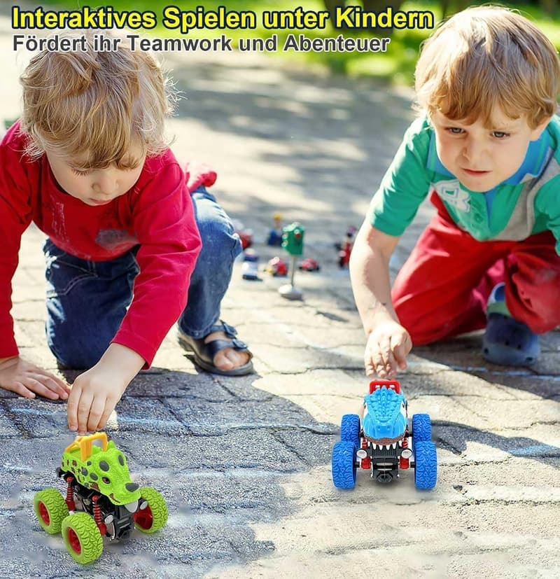 Monstertruck Dinosaurier Spielzeugauto für Jungen ab 3 Jahren, 2 Stück