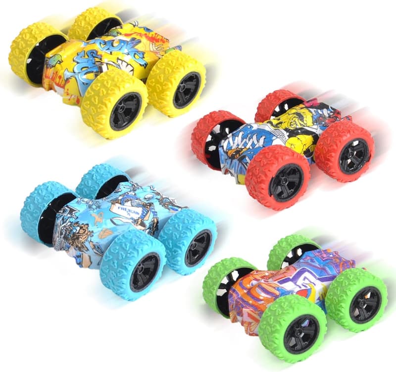 Monster Truck Spielzeugset (4er-Pack) für Kinder ab 2 Jahren, Graffiti-Design