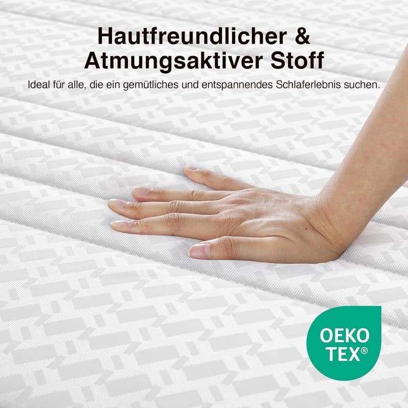 7-Zonen Kaltschaummatratze 140x200 mit atmungsaktivem Bezug, 12 cm