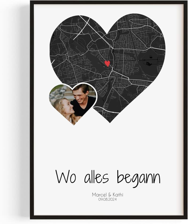 Personalisierte Foto-Koordinaten als Jahrestagsgeschenk für Paare