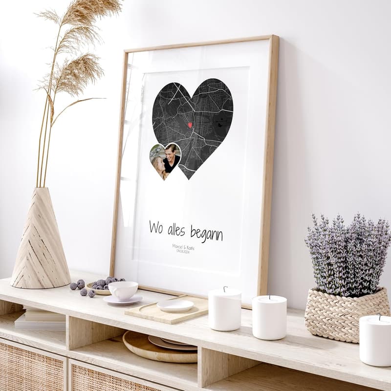 Personalisierte Foto-Koordinaten als Jahrestagsgeschenk für Paare