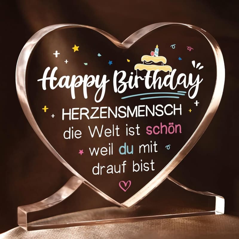 Herzförmiges Acryl-Geburtstagsgeschenk für Frauen