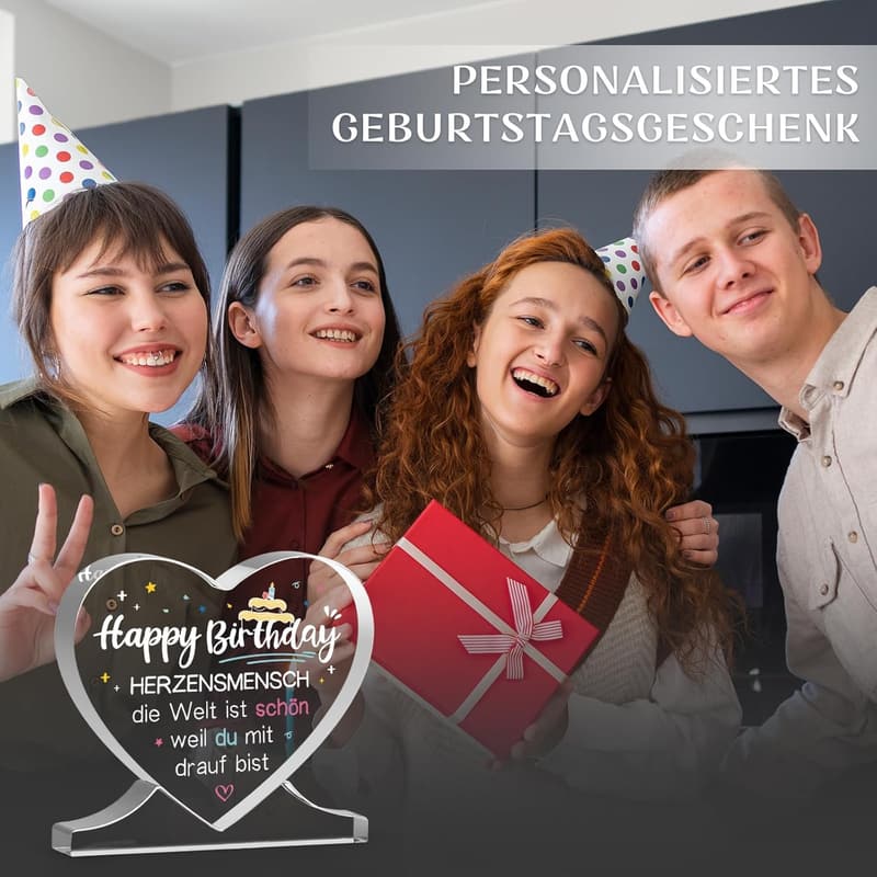 Herzförmiges Acryl-Geburtstagsgeschenk für Frauen