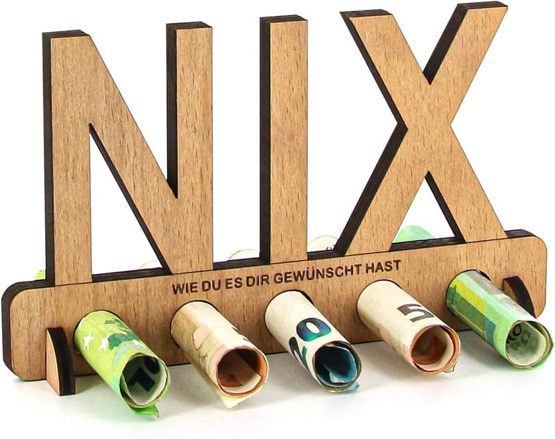 Originelles Holz-Geldgeschenk zu NIX Geburtstag für Paare