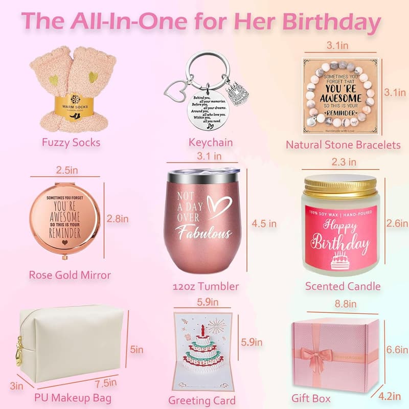 Personalisierte Geburtstagsgeschenke für Frauen – Geschenkset für Freundin, Schwester, Ehefrau, Mama