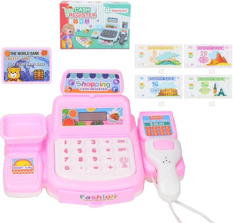 Haofy Mini Aufnahmespielzeug aus Kunststoff mit Papierwährung (Pink)