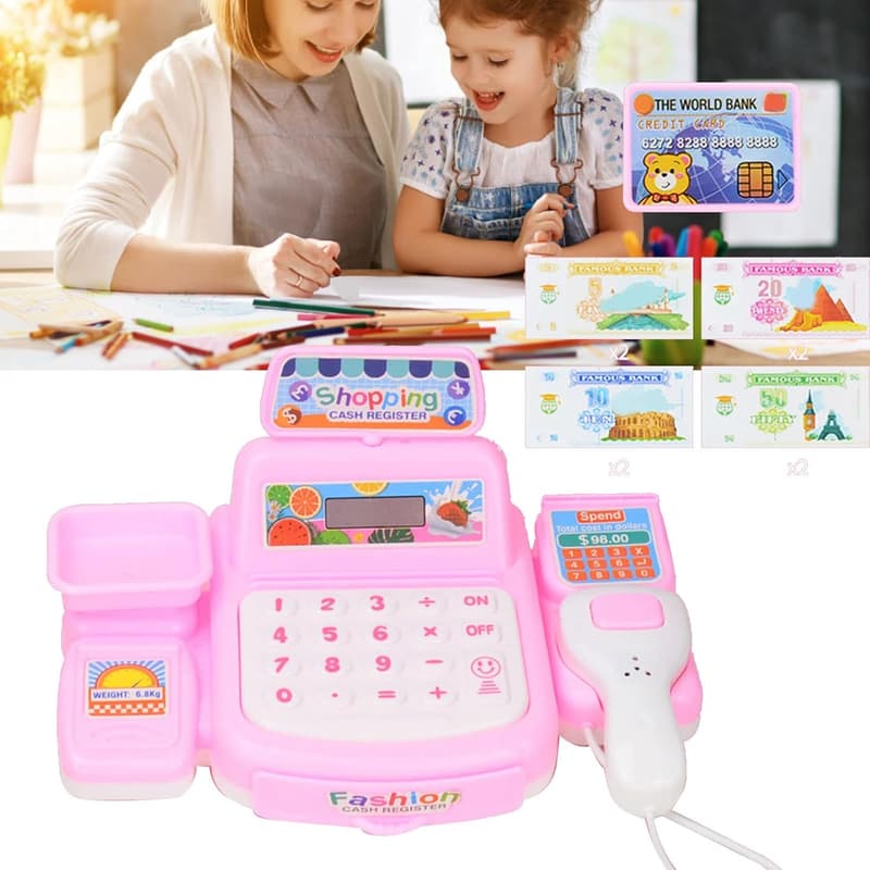 Haofy Mini Aufnahmespielzeug aus Kunststoff mit Papierwährung (Pink)