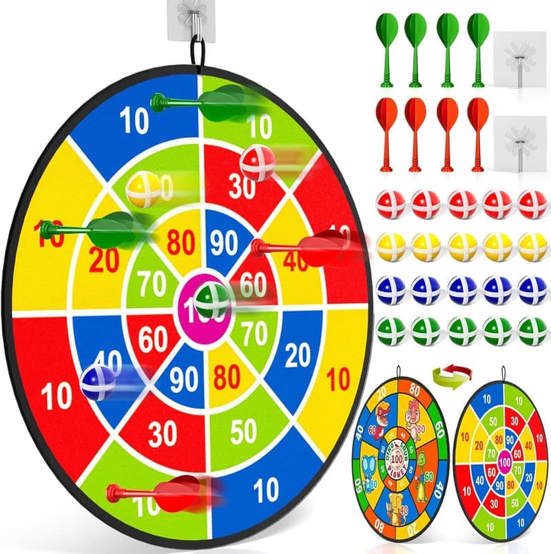 Doppelseitige Dartscheibe für Kinder 74 cm mit 20 Klettbällen
