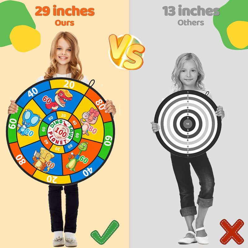 Doppelseitige Dartscheibe für Kinder 74 cm mit 20 Klettbällen