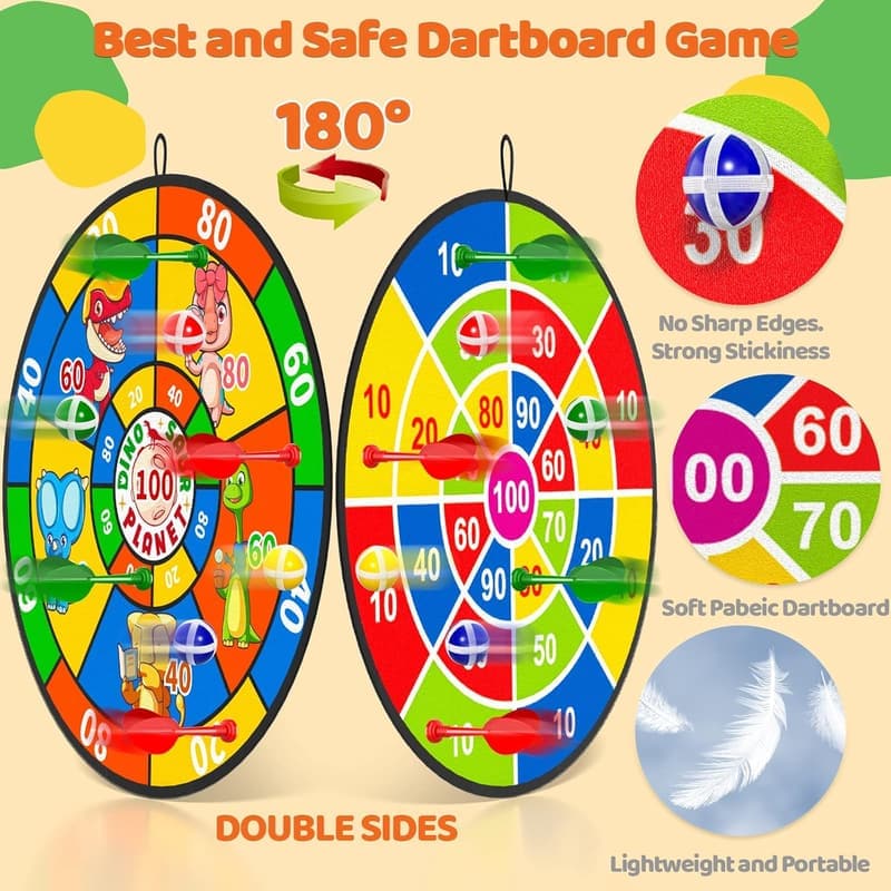 Doppelseitige Dartscheibe für Kinder 74 cm mit 20 Klettbällen