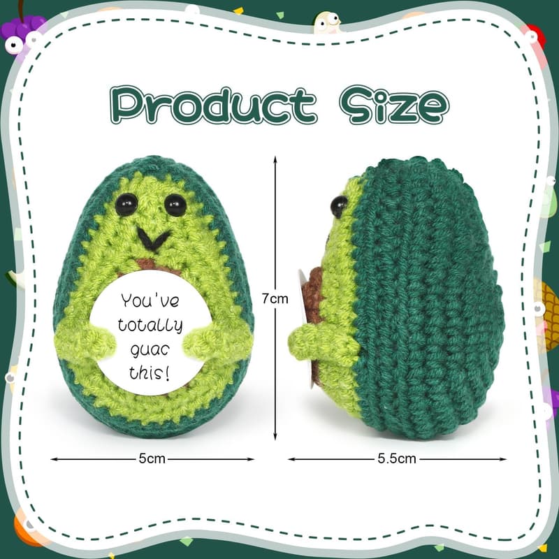 Motivationsgeschenk: Positive Avocado Puppe mit Aufmunterungskarte