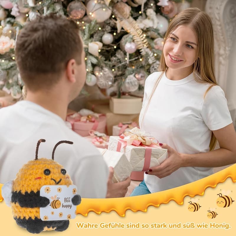 Positive Bienenstrickpuppe als aufmunterndes Geschenk für Männer und Frauen