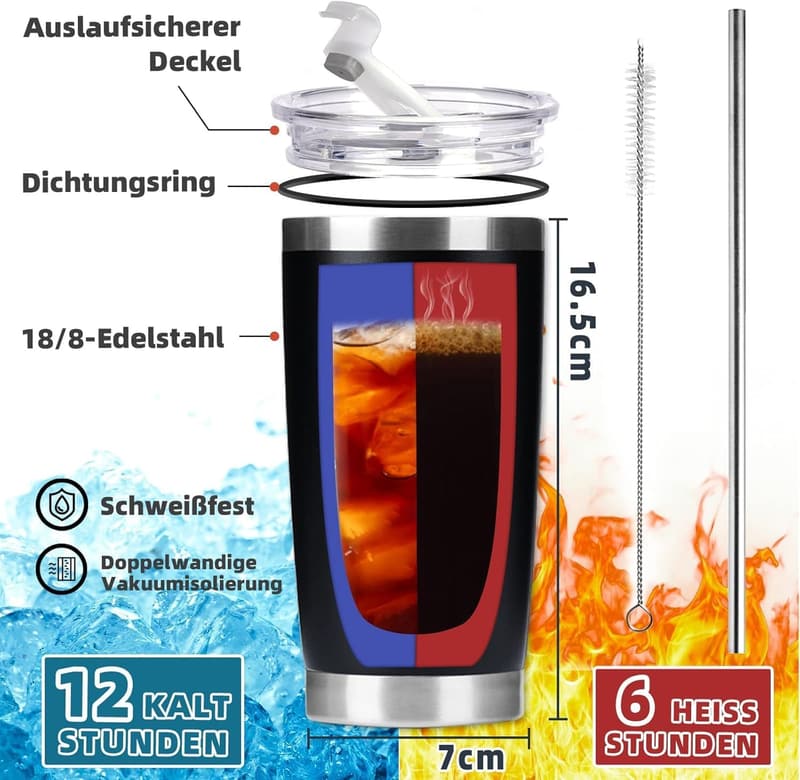 Valentinstag Geschenk: Kaffee Thermobecher für Männer, 600ml