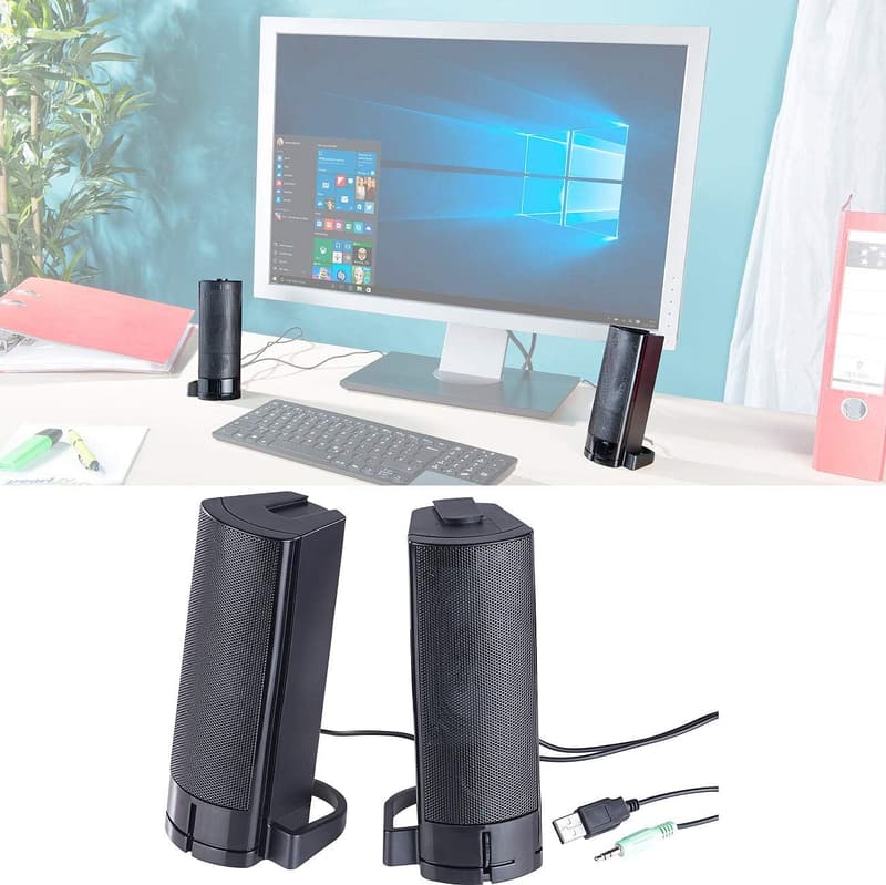 auvisio 2in1 PC-Stereo-Lautsprecher und Soundbar, 10 Watt, USB-powered