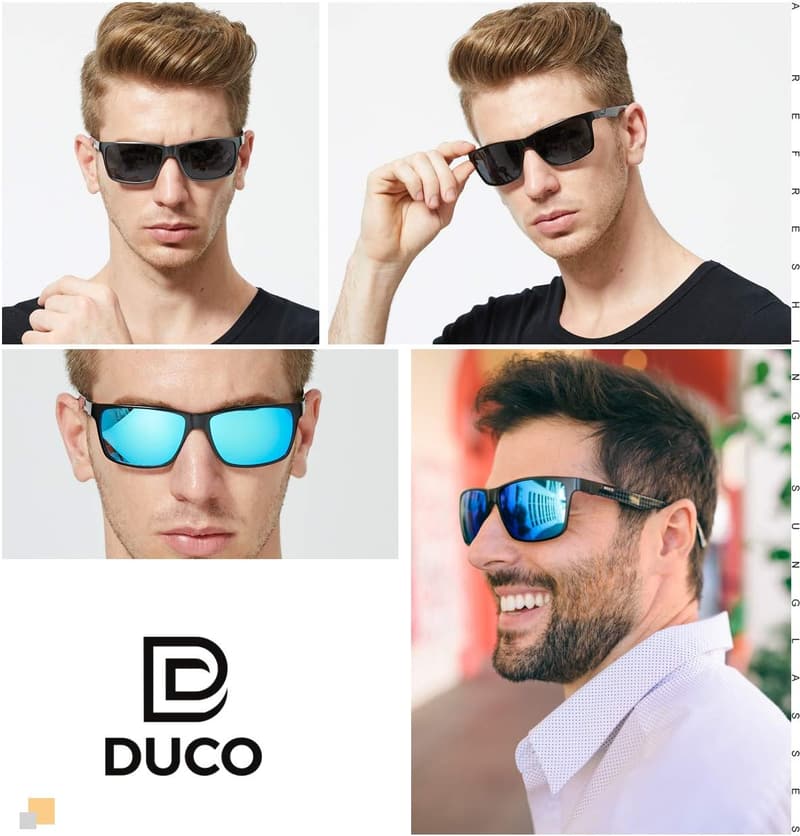 DUCO Herren Sonnenbrille mit UV400 und Carbonrahmen