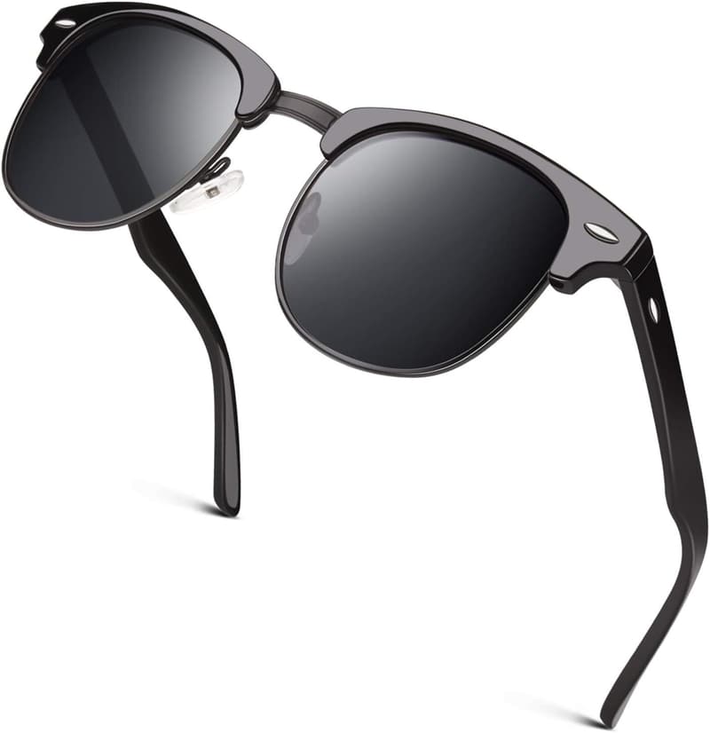 GQUEEN Retro Polarisiert Halbrahmen Sonnenbrille für Herren und Damen