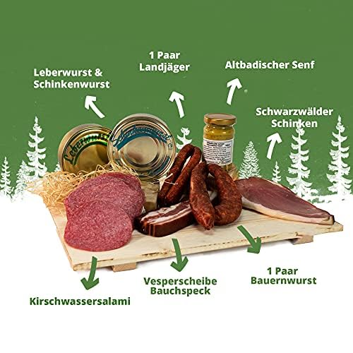 Schwarzwald Geschenkkorb mit 8 Wurstspezialitäten im Leinentäschchen