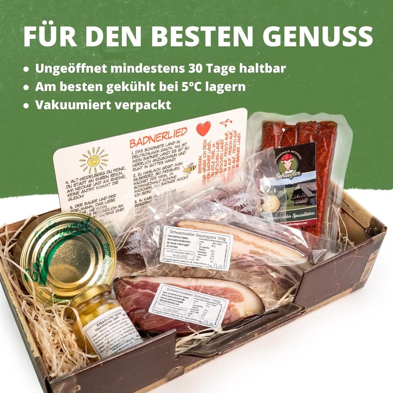 Badnerlied Geschenkkorb mit Vesperbrett und Wurstsorten 7 Teile