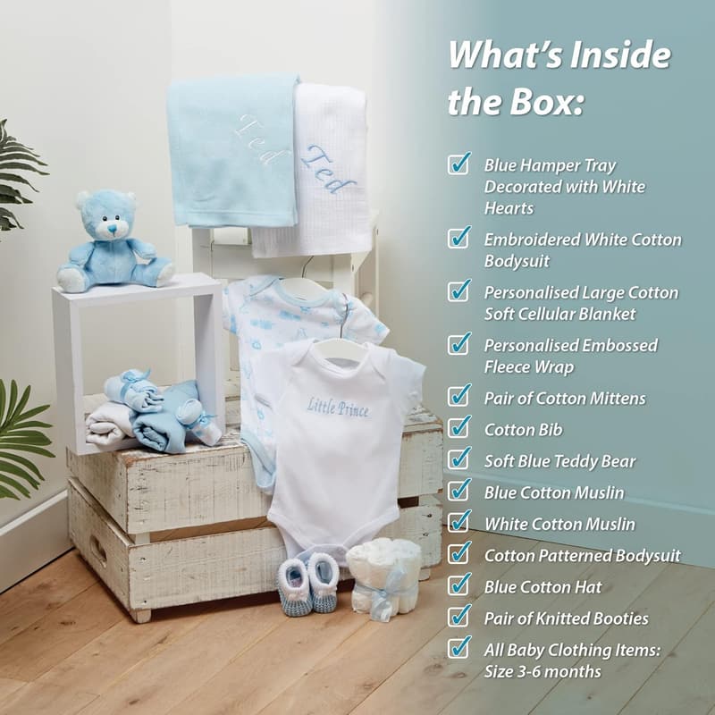 Personalisierte Baby Box für Jungen – 12 Essentials als Geschenkset