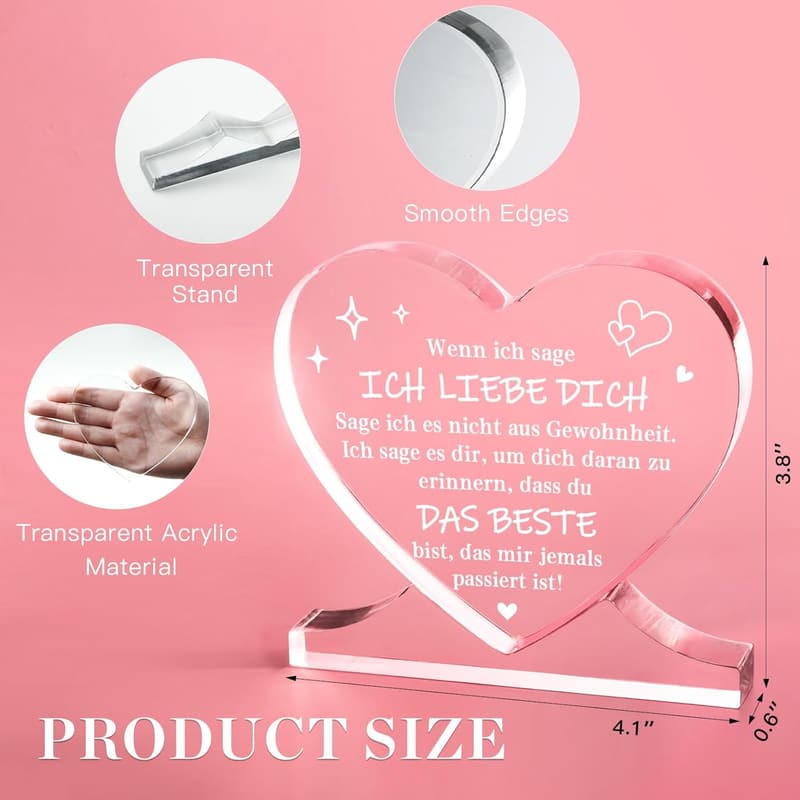 Jahrestag Geschenk: Herzförmige Acryl-Dekoration für Paare