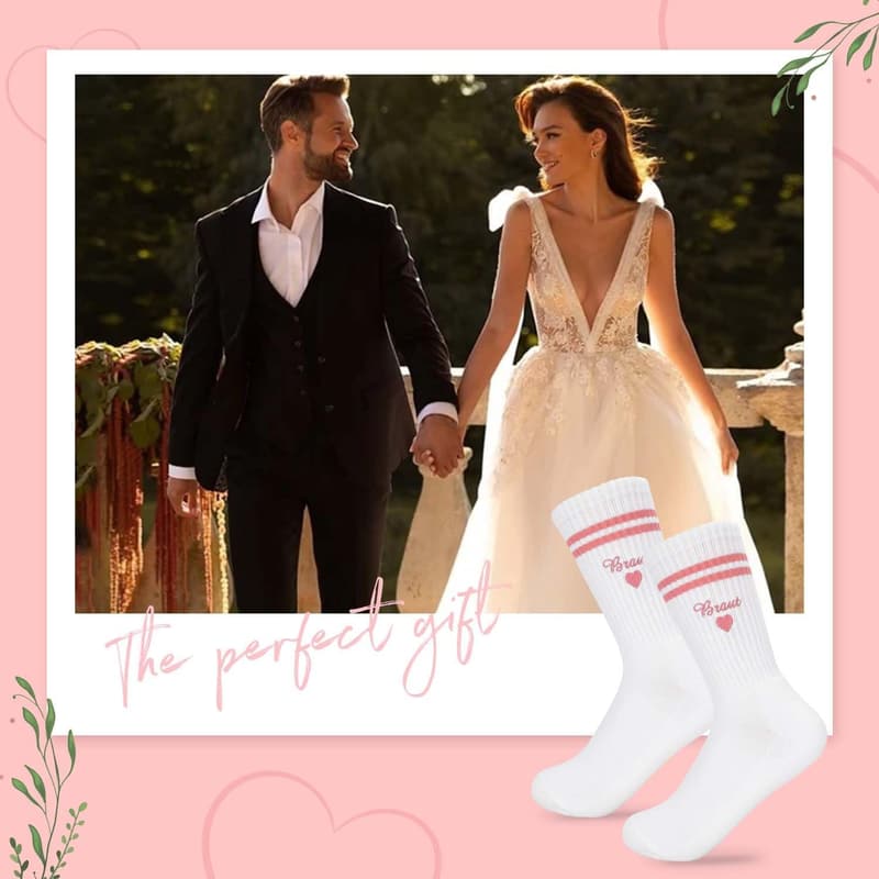 Hochzeitsgeschenk: Bestickte Baumwoll-Socken für Braut & Bräutigam