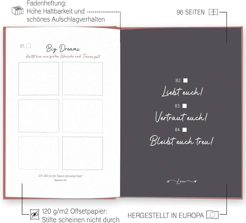 Bucket List für Paare – Hochzeitsgeschenk und Eheideen